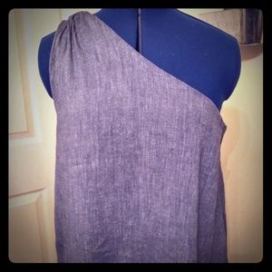 One shoulder chambray top